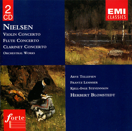 Nielsen* - Arve Tellefsen / Frantz Lemmser* / Kjell-Inge Stevennson*, Danish Radio Symphony Orchestra*, Herbert Blomstedt : Violin Concerto / Flute Concerto / Clarinet Concerto (Orchestral Works) (2xCD, Comp, RE)