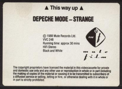 Depeche Mode : Strange (A Black And White Mode By Anton Corbijn) (VHS, PAL)