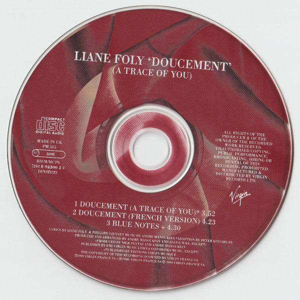 Liane Foly : Doucement (A Trace Of You) (CD, Single)