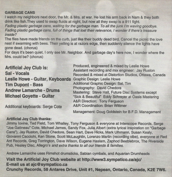 Artificial Joy Club : Melt (CD, Album)