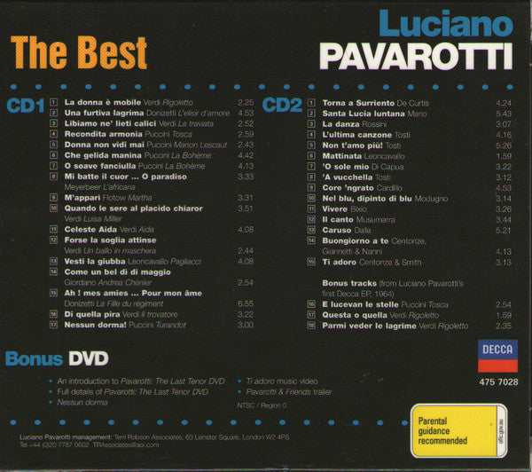 Luciano Pavarotti : The Best (2xCD, Comp + DVD-V, NTSC)