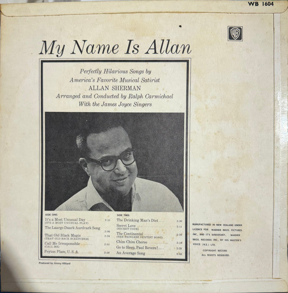 Allan Sherman : My Name Is Allan: Allan Sherman Sings Great Movie Hits & Songs From The Cutting Room Floor (LP, Album, Mono)