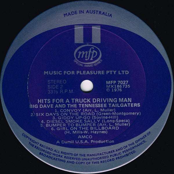 Big Dave And The Tennessee Tailgaters : Hits For A Truck Driving Man (LP, Album)