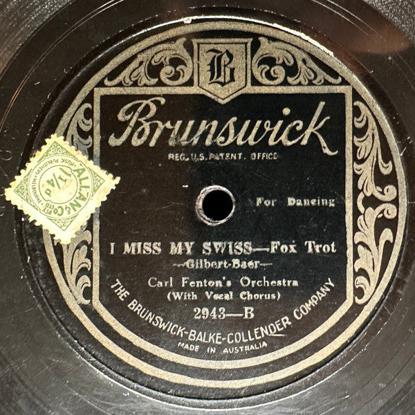 Carl Fenton's Orchestra : Footloose / I Miss My Swiss (Shellac, 10")