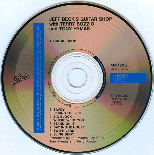 Jeff Beck With Terry Bozzio And Tony Hymas : Jeff Beck's Guitar Shop (CD, Album)