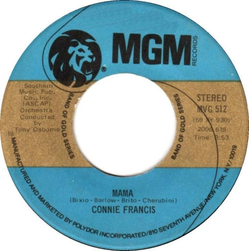 Connie Francis : Lipstick On Your Collar / Mama (7", Single)