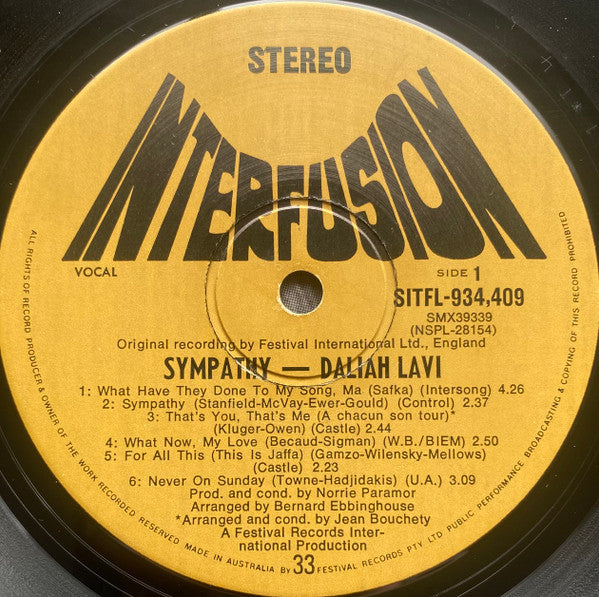 Daliah Lavi : Sympathy (LP, Album)
