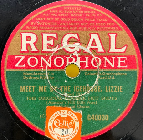 Hoosier Hot Shots : Sentimental Gentleman From Georgia / Meet Me By The Icehouse Lizzie (Shellac, 10")