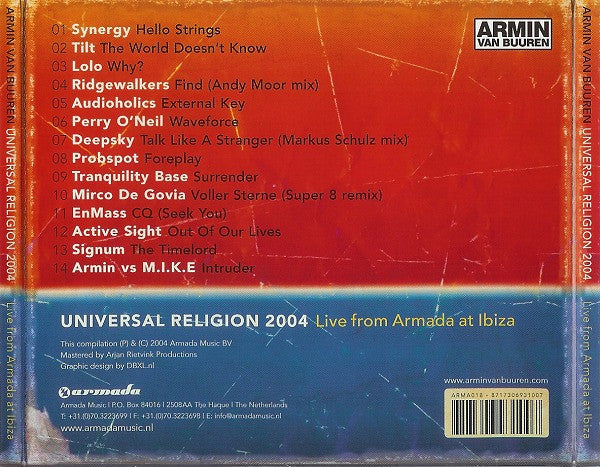 Armin van Buuren : Universal Religion 2004, Live From Armada At Ibiza (CD, Comp, Mixed)