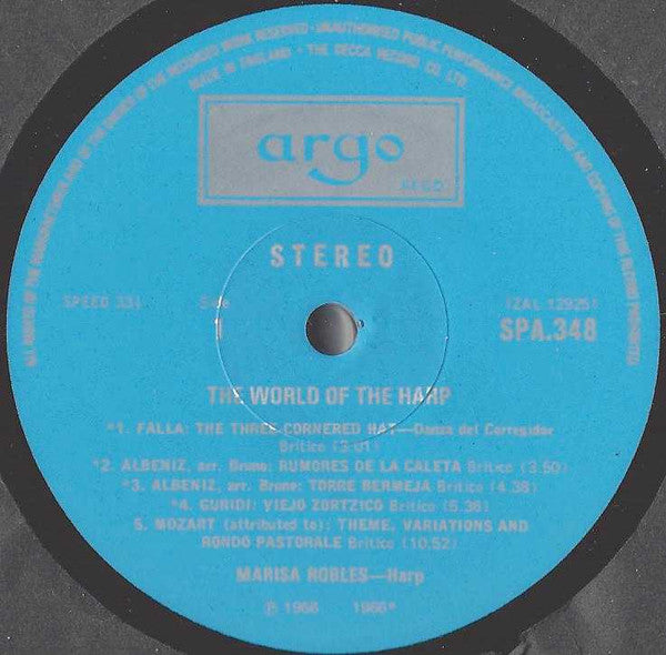 Marisa Robles : The World Of The Harp (LP, Comp)