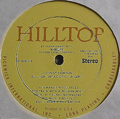 Johnny Horton : All For The Love Of A Girl (LP, Comp, RE)