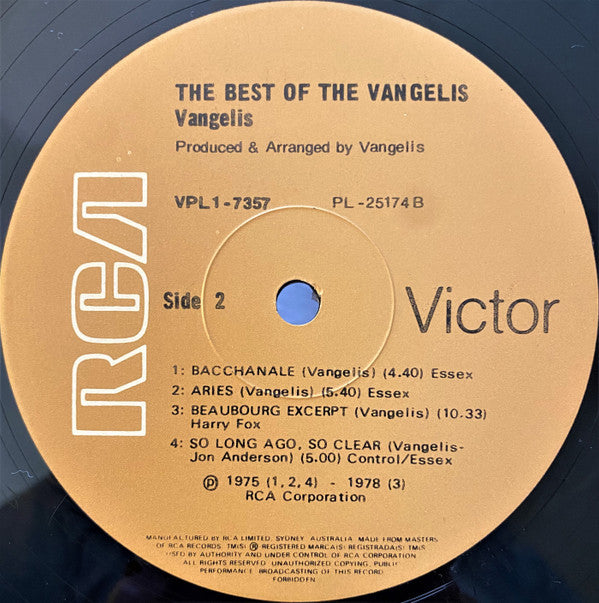 Vangelis : The Best Of Vangelis (LP, Comp)