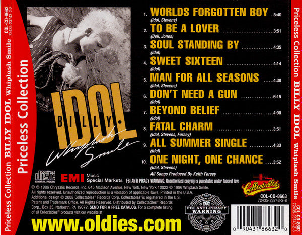 Billy Idol : Whiplash Smile (CD, Album)