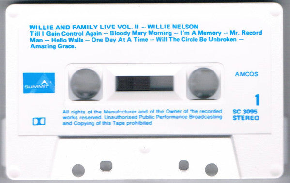 Willie Nelson : Willie And family Live Vol.II (Cass, Album)