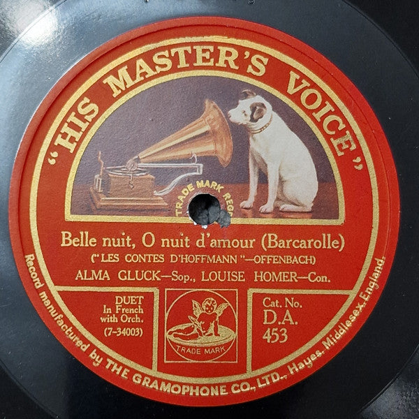 Alma Gluck, Louise Homer : Life's Dream Is O'er / Belle Nuit, O Nuit D'amour (Barcarolle) (Shellac, 10", Mono)