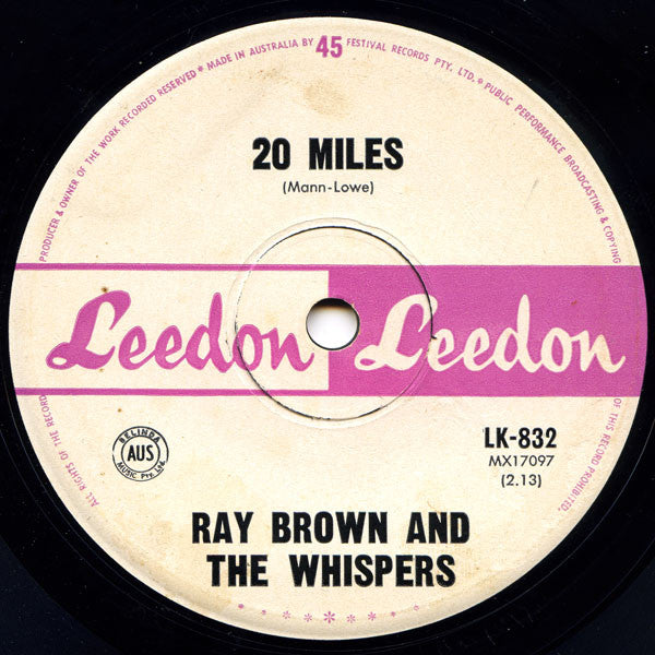 Ray Brown & The Whispers : 20 Miles (7", Single)