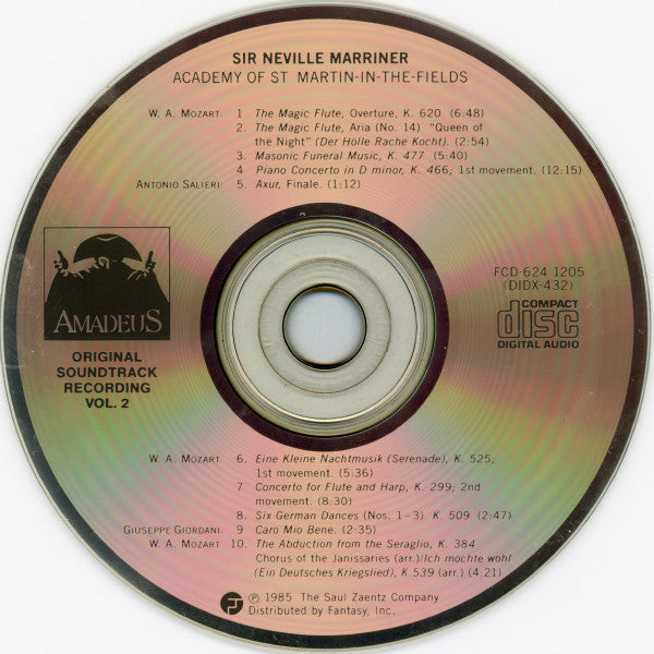 Sir Neville Marriner, Academy Of St. Martin-In-The-Fields* : Amadeus (More Music From The Original Soundtrack Of The Film) (CD)