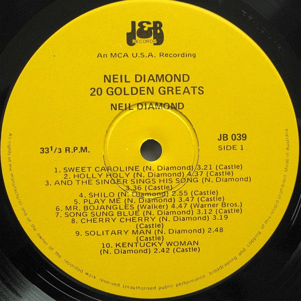Neil Diamond : Neil Diamond 20 Golden Greats (LP, Comp)