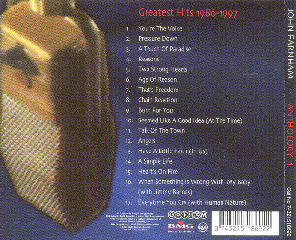 John Farnham : Anthology 1 (Greatest Hits 1986-1997) (CD, Comp, RM)