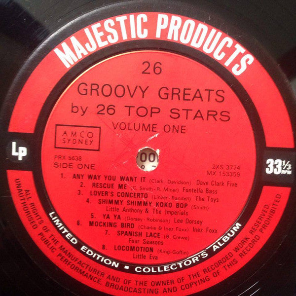 Various : 26 Groovy Greats By 26 Top Stars Volume 1 (LP, Album, Comp, Ltd)