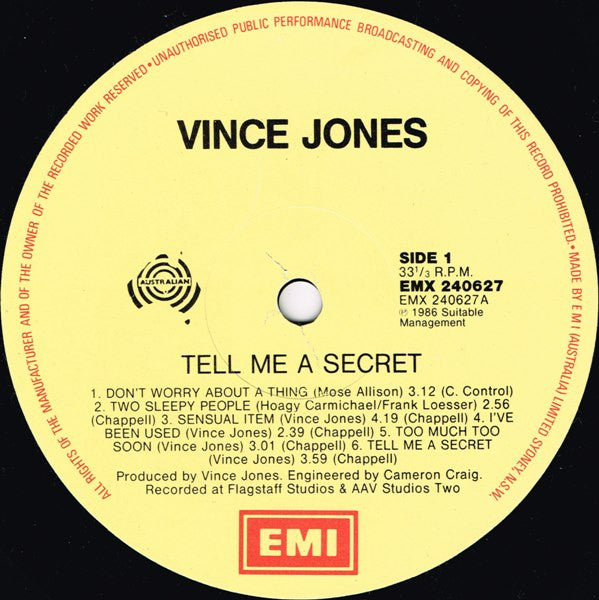 Vince Jones : Tell Me A Secret (LP, Album)