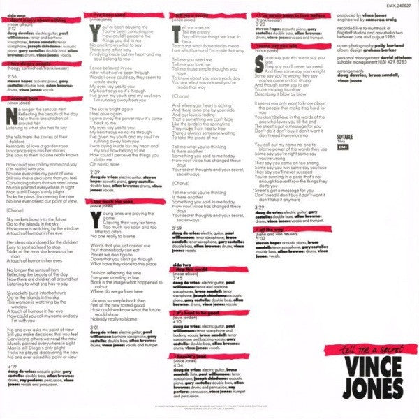 Vince Jones : Tell Me A Secret (LP, Album)