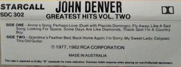 John Denver : Greatest Hits Volume Two (Cass, Comp)