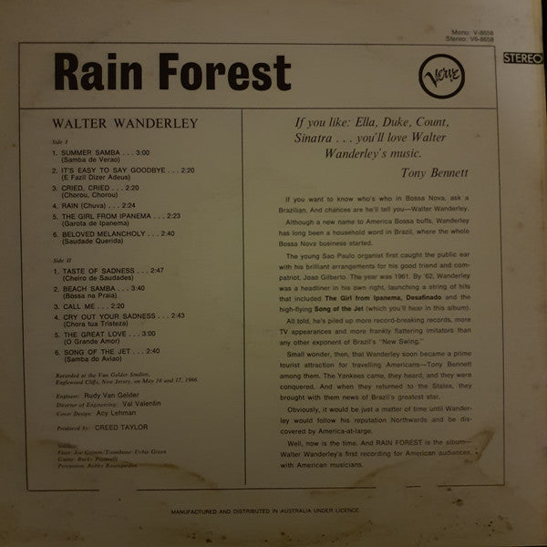 Walter Wanderley : Rain Forest (LP, Album, RE)