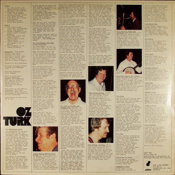Turk Murphy Jazz Band Of San Francisco* : Oz Turk - The Australian Album (LP, Album)