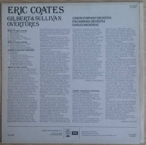 Eric Coates, London Symphony Orchestra, Philharmonia Orchestra, Charles Mackerras* : Eric Coates Gilbert & Sullivan Overtures (LP)