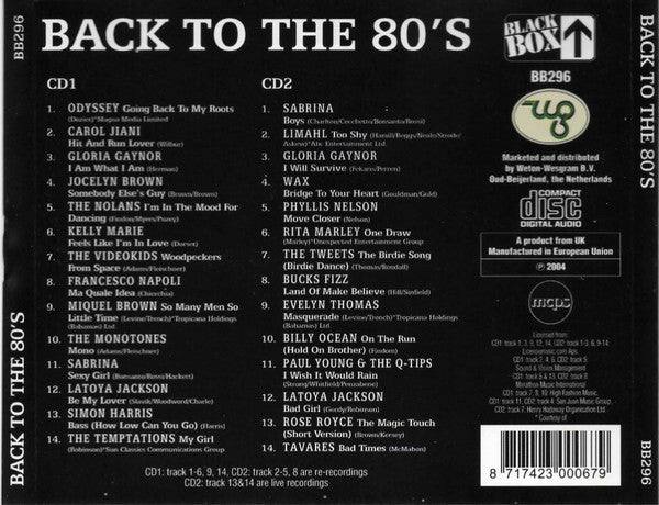 Various : Back To The 80's (I Will Survive) (2xCD, Comp)