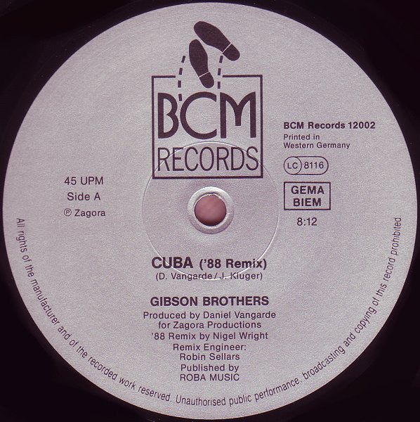 Gibson Brothers : Cuba ('88 Remix) (12")