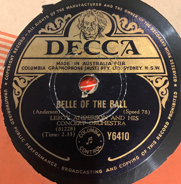 Leroy Anderson And His Concert Orchestra* : Belle Of The Ball / Blue Tango (Shellac, 10")