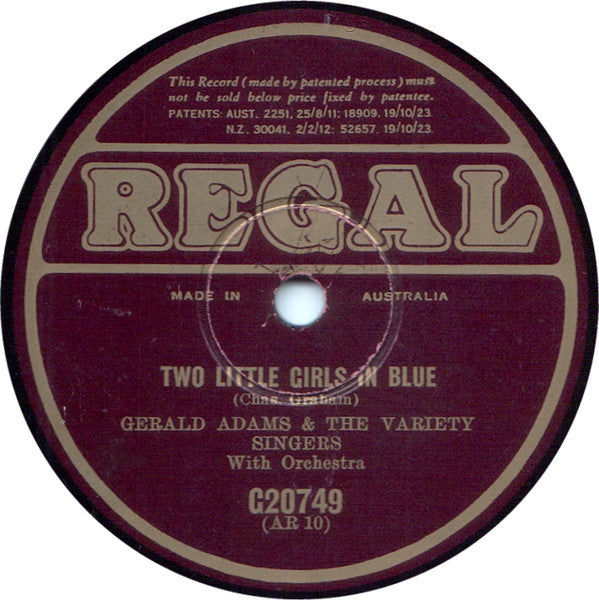 Gerald Adams & The Variety Singers : After The Ball Is Over / Two Little Girls In Blue (Shellac, 10")