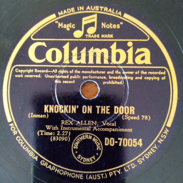 Rex Allen : Crying In The Chapel / Knockin' On The Door (Shellac, 10")