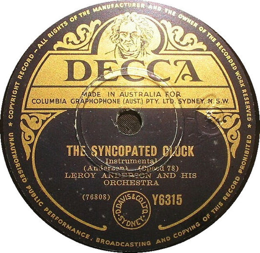 Leroy Anderson And His Orchestra* : The Syncopated Clock / The Waltzing Cat (Shellac, 10")