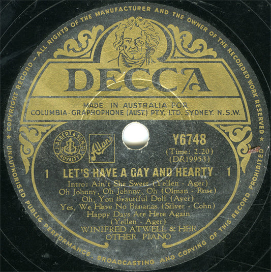 Winifred Atwell & Her Other Piano* : Let's Have A Gay And Hearty (Shellac, 10")