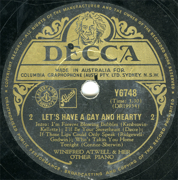 Winifred Atwell & Her Other Piano* : Let's Have A Gay And Hearty (Shellac, 10")