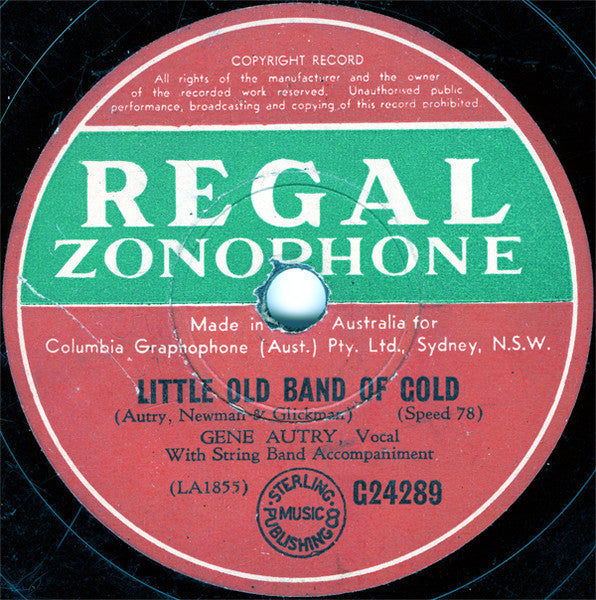 Gene Autry : Blueberry Hill / Little Old Band Of Gold (Shellac, 10")