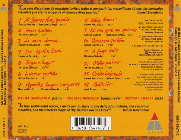 Barenboim*, Mederos*, Console* : Mi Buenos Aires Querido - Tangos Among Friends (CD, Album)