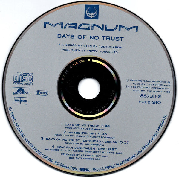 Magnum (3) : Days Of No Trust (CD, Maxi)