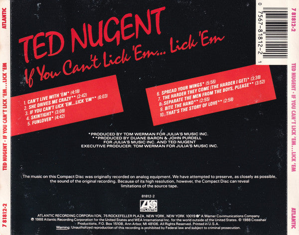 Ted Nugent : If You Can't Lick 'Em... Lick 'Em (CD, Album)