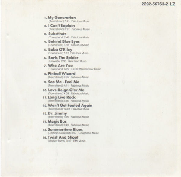 The Who : The Who "Live" (CD, Comp)