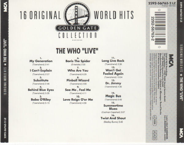 The Who : The Who "Live" (CD, Comp)