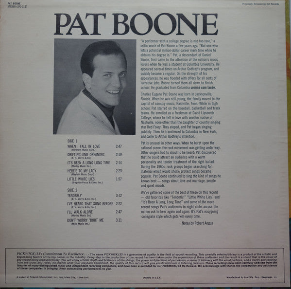 Pat Boone : When I Fall In Love (LP, Album)