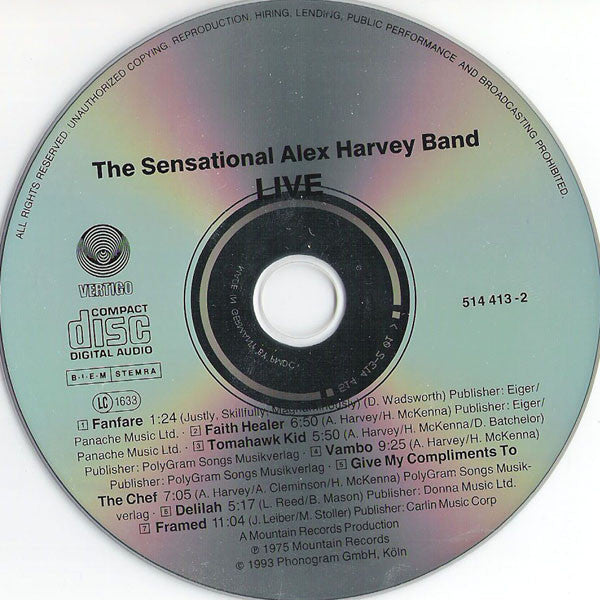 The Sensational Alex Harvey Band : Live (CD, Album, RE)