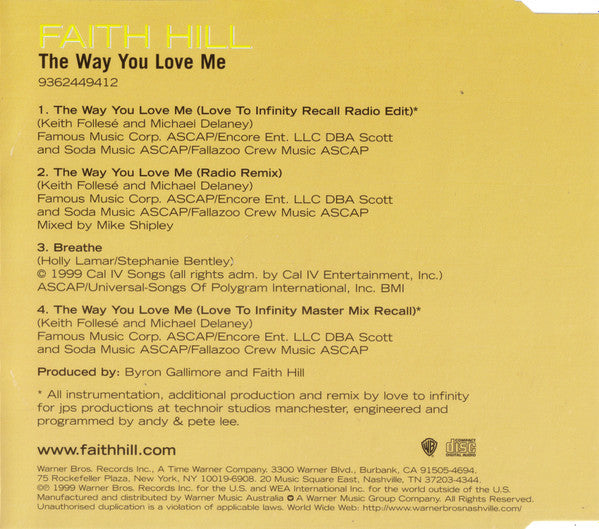 Faith Hill : The Way You Love Me (CD, Maxi)