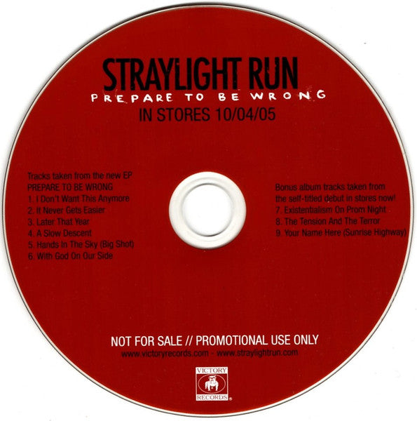 Straylight Run : Prepare To Be Wrong (CD, EP, Promo)