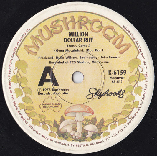 Skyhooks : Million Dollar Riff (7", Single)