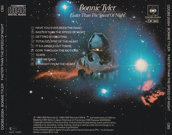 Bonnie Tyler : Faster Than The Speed Of Night (CD, Album, CSR)